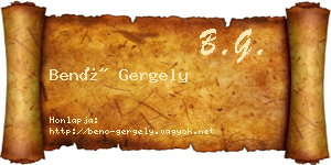 Benő Gergely névjegykártya